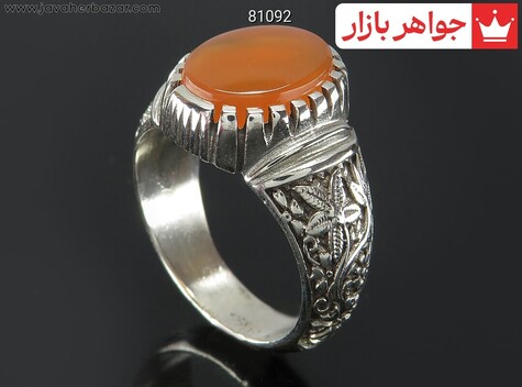 انگشتر نقره عقیق یمنی نارنجی مردانه [شرف الشمس] - 81092